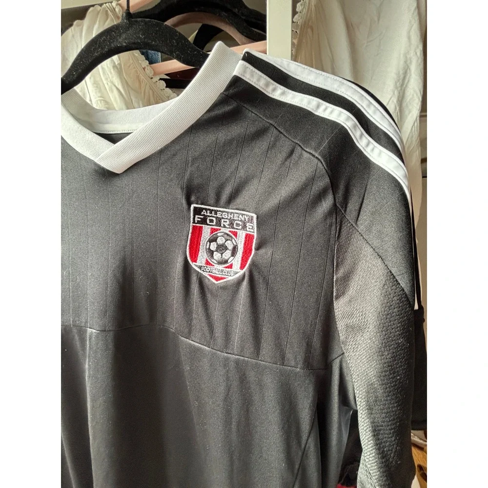 Adidas Soccer Jersey Mens Small Black Allegheny Force FC Climalite Shirt‎ 12